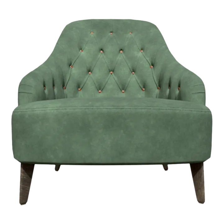 Italian Living Room Ebony Solid Wood Sofa Legs Green Fabric Backrest Armrest Buckle Sofa Chair 3D model preview on Freecreat