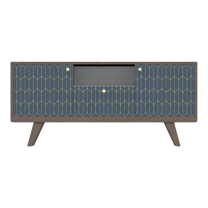 Modern Home Black Walnut Solid Wood dark blue Pattern Drawer Cabinet Single Door Cabinet TV Cabinet 3D model preview on Freecreat