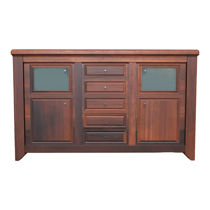 Nordic metal grip devitrification glass full red walnut solid wood single door drawer multi-bucket long cabinet-entrance cabinet 3D model preview on Freecreat