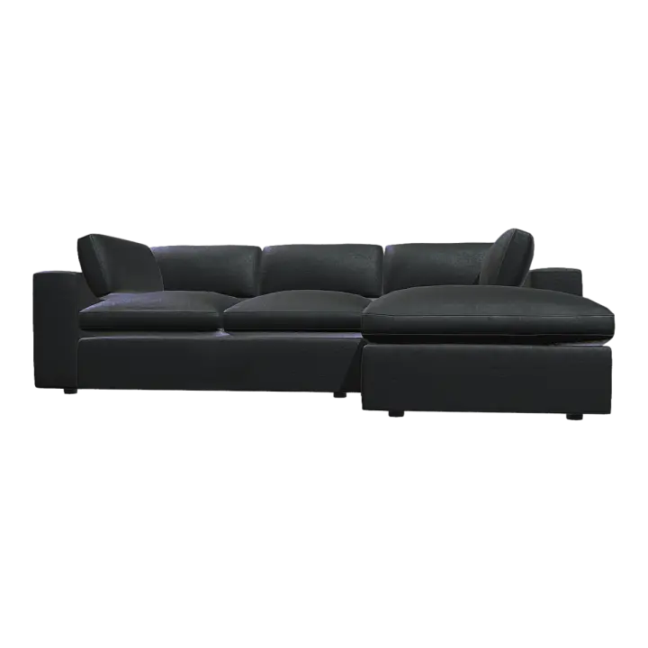 Italian Light Luxury Metal Sofa Feet Pure Black Leather Double L-shaped Backrest Armrest Sofa 3D model preview on Freecreat