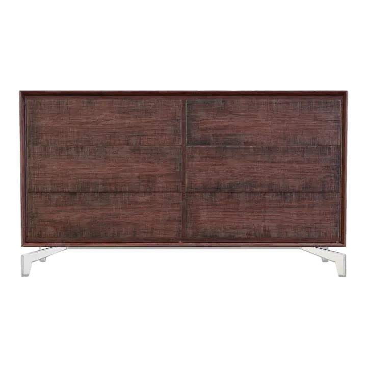 Nordic Home Stainless Steel Metal Base Red Walnut Solid Wood Six-drawer Cabinet Entrance Cabinet Drawer Cabinet 3D model preview on Freecreat