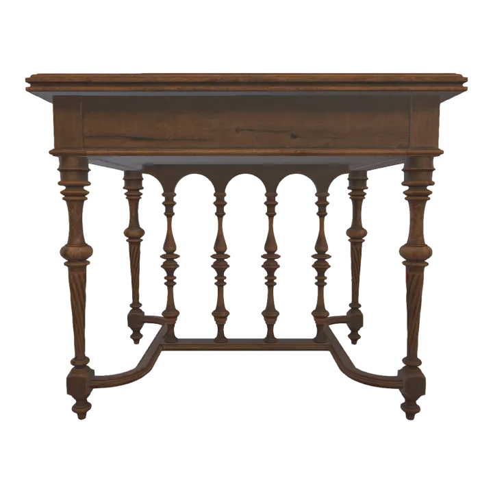 Nordic All Black Walnut Solid Wood Carved Square Table Four Leg Table Square Table-Dining Table 3D model preview on Freecreat