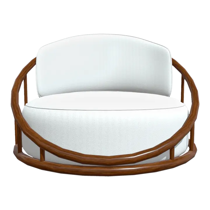 Nordic Creative Floor-to-Floor Black Walnut Solid Wood Bracket Leg-Free White Fabric Single Backrest Armrest Sofa 3D model preview on Freecreat