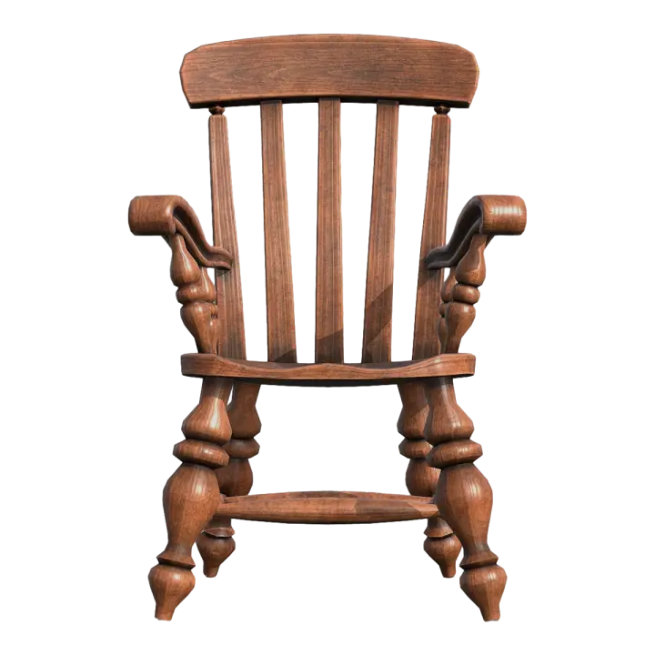 British Light Luxury Full Red Walnut Solid Wood Carved Backrest Armrest Dining Chair Windsor Chair 3D model preview on Freecreat