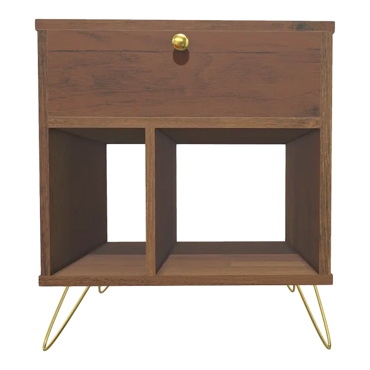 American Style Floor-to-Floor Metal Four-Leg Bracket Grip Black Walnut Solid Wood Drawer Cabinet Bedside Cabinet Storage Cabinet 3D model preview on Freecreat