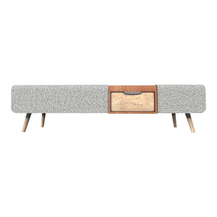 Modern Living Room Oak Solid Wood Four-Leg Cabinet Grey Fabric Drawer Cabinet TV Cabinet Entrance Cabinet 3D model preview on Freecreat
