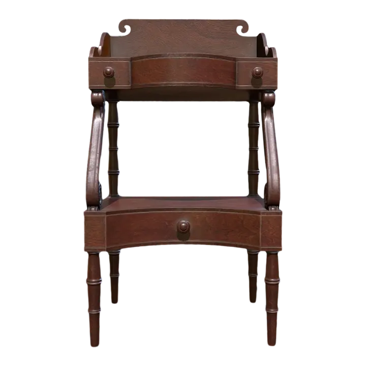 Chinese Classical Double Layer Full Black Walnut Solid Wood Carving Drawer Rack Storage Rack Display Rack Storage Rack 3D model preview on Freecreat