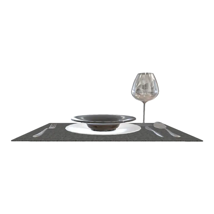 American Style Home Gray Fabric Pad Metal Tableware Black and White Two-color Ceramic Dishes Glass Dinner Tableware 3D model preview on Freecreat