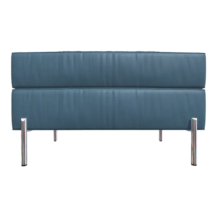 Nordic Home Metal Four-Leg Bracket Double-Layer Blue Fabric Cushion Stool Sofa Stool Tofu Block Stool 3D model preview on Freecreat