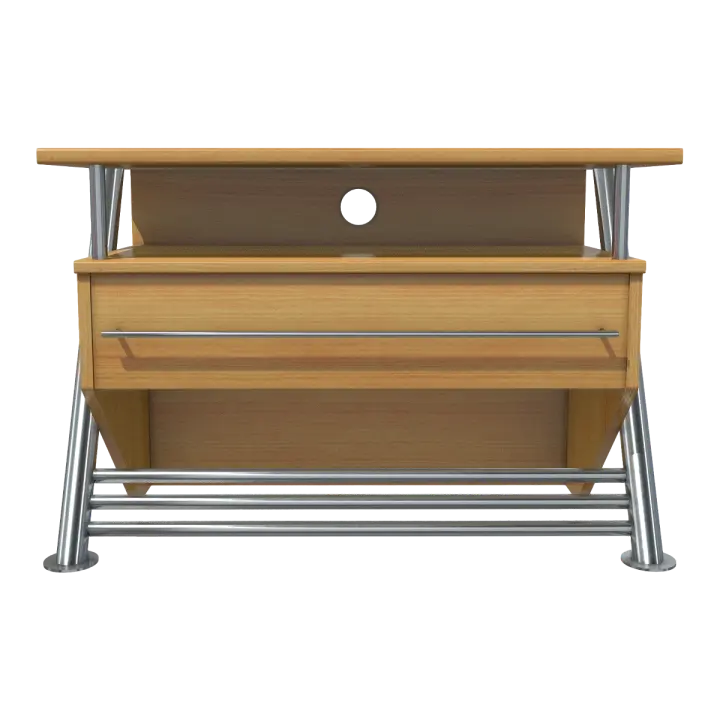 Home Bedroom Stainless Steel Metal Bracket Double Layer Dark Oak Solid Wood Computer Desk Drawer Desk Desk Study Table 3D model preview on Freecreat