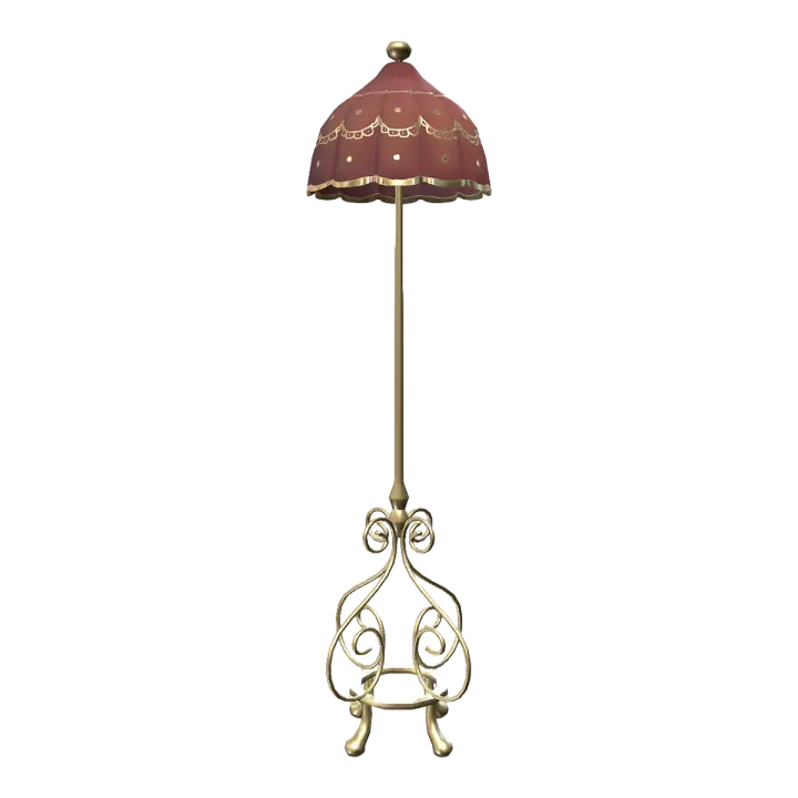 European-style living room bedroom floor-standing stainless steel metal bracket red lampshade desk lamp 3D model preview on Freecreat