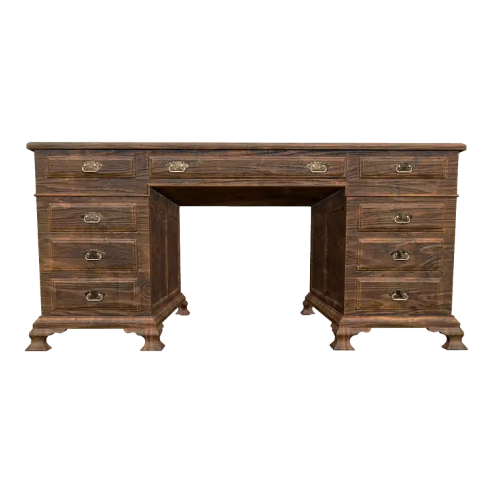 Nordic Classical Old-fashioned Metal Handle Black Walnut Solid Wood Multi-layer Drawer Table Desk Office Desk 3D model preview on Freecreat