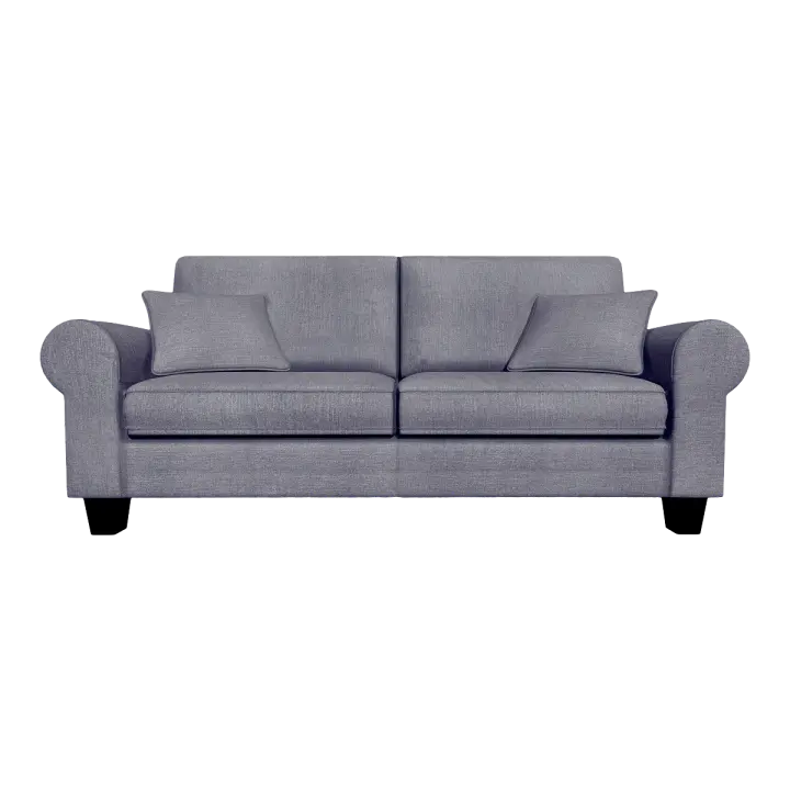 Italian living room metal four legged base gray fabric double backrest armrest sofa 3D model preview on Freecreat