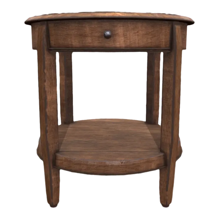 Nordic bedroom metal handle double-layer all black walnut solid wood bedside table drawer cabinet storage cabinet - round cabinet 3D model preview on Freecreat