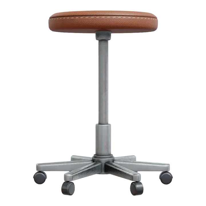 Indoor metal base bracket six legged universal wheel dark brown leather single person lifting rotating chair 3D model preview on Freecreat