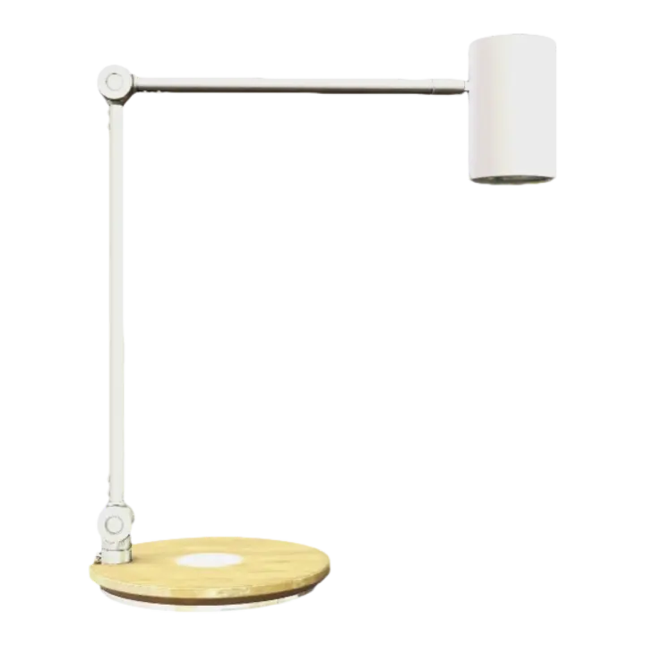 Nordic minimalist oak solid wood panel base metal foldable bracket desktop white desk lamp induction desk lamp 3D model preview on Freecreat