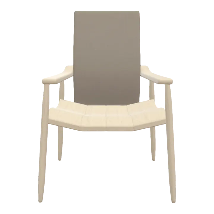 American style home birch solid wood frame armchair, tea mouse colored fabric, single person backrest armrest, high back chair - chair 3D model preview on Freecreat
