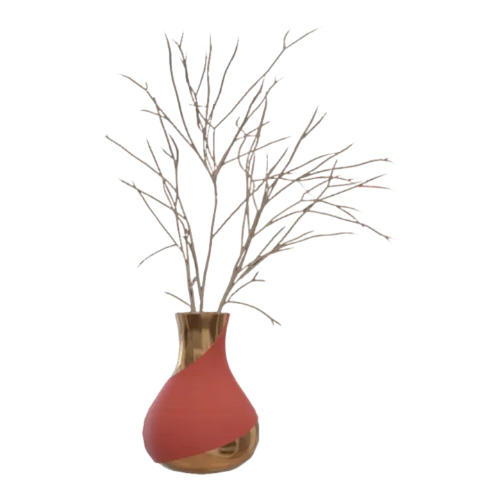 Living room balcony home all metal red fabric wrapped flower vase decoration ornaments 3D model preview on Freecreat