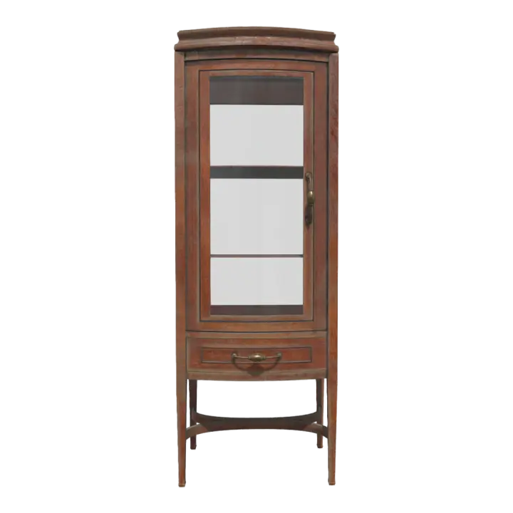 Nordic vintage all teak wood solid wood four legged base glass door cabinet shelf cabinet display cabinet drawer cabinet - teak wood 3D model preview on Freecreat