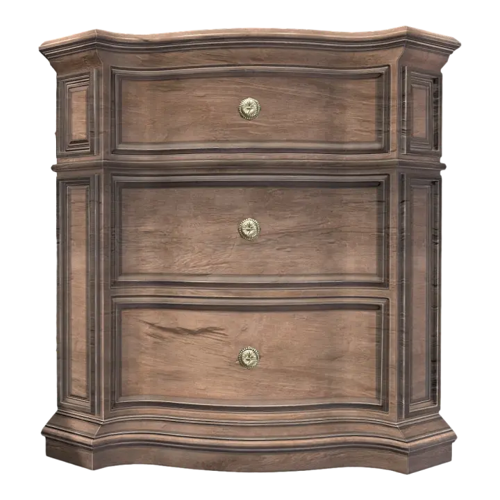 Nordic Living Room Metal Handle Full Walnut Bedhead Cabinet Three layer Drawer Cabinet Bedside Cabinet 3D model preview on Freecreat