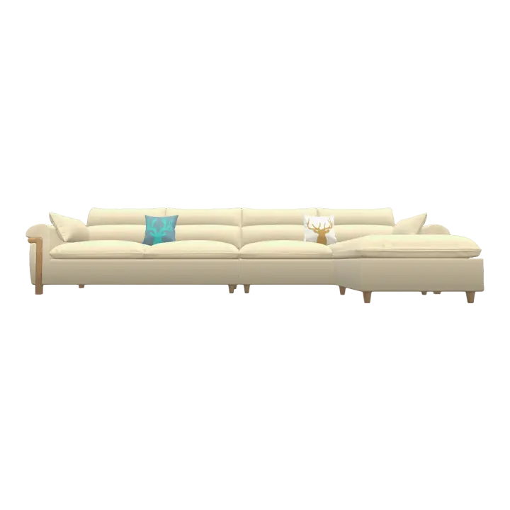 Modern living room beige fabric multi person L-shaped backrest armrest sofa - sofa 3D model preview on Freecreat